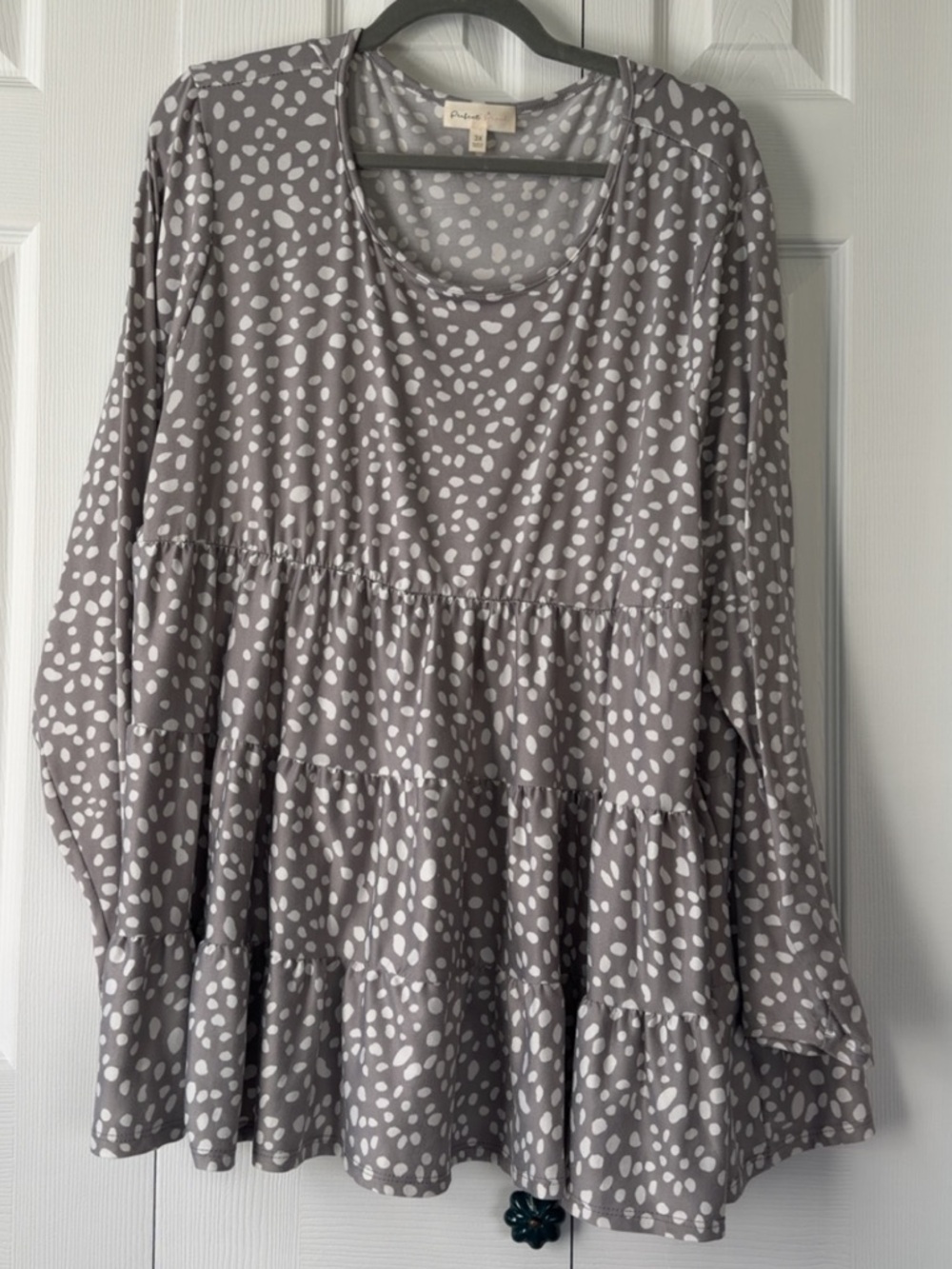 Gray & White Polka Tiered Women's Top